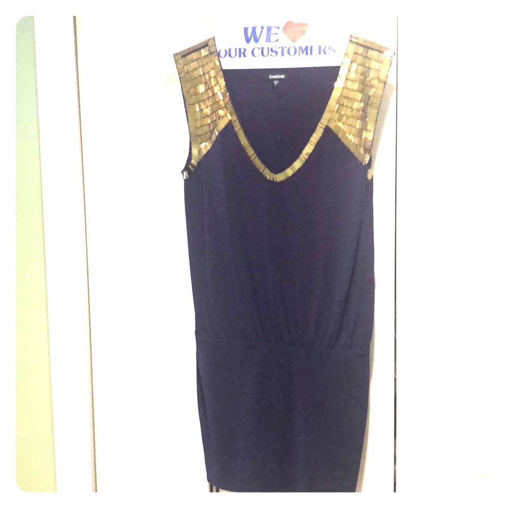 Bebe dress size small- purple and gold